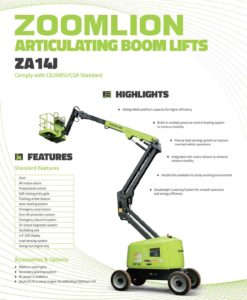 ZOOMLION Articulating Boom Lifts ZA10RJE Zoomlion Articulated boomlift Dubai UAE rental sales JLG genie 15 meters diesel boom scissorlift dubai boomlift rental scissorlift rental