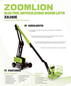ZOOMLION Electric Articulating Boom Lifts ZA10RJE Zoomlion Articulated boomlift Dubai UAE rental sales JLG genie 20 meters diesel boom scissorlift dubai boomlift rental scissorlift rental
