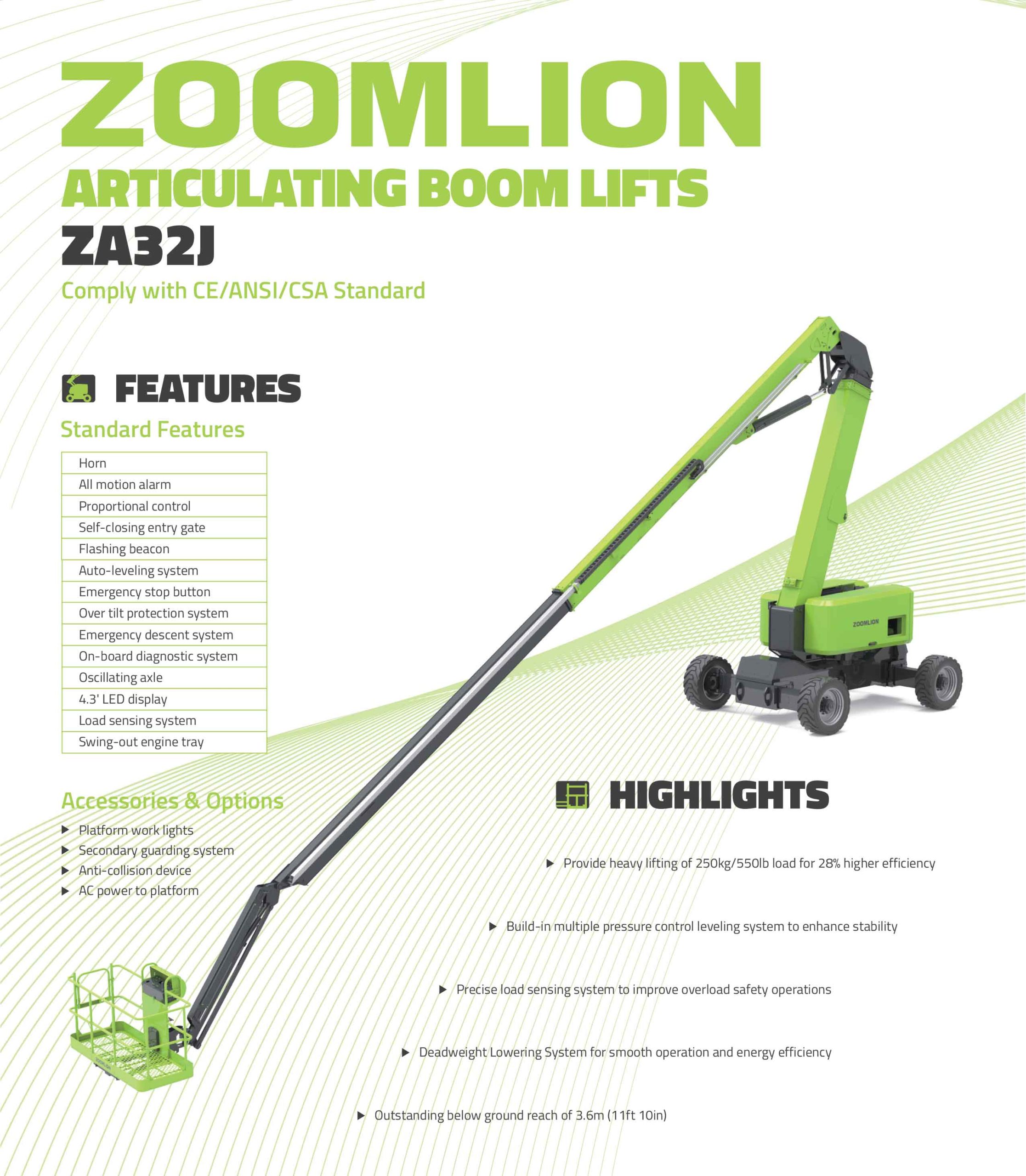 Boom Lift Manlift Articulated 35 meters diesel boomlift jlg genie skyjack zoomlion