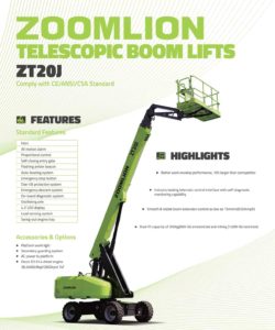Zoomlion Telescopic Boom 22 meters JLG 660SJ Genielift Working height Dubai Abudhabi boomlift rental sales service contract JLG Spareparts
